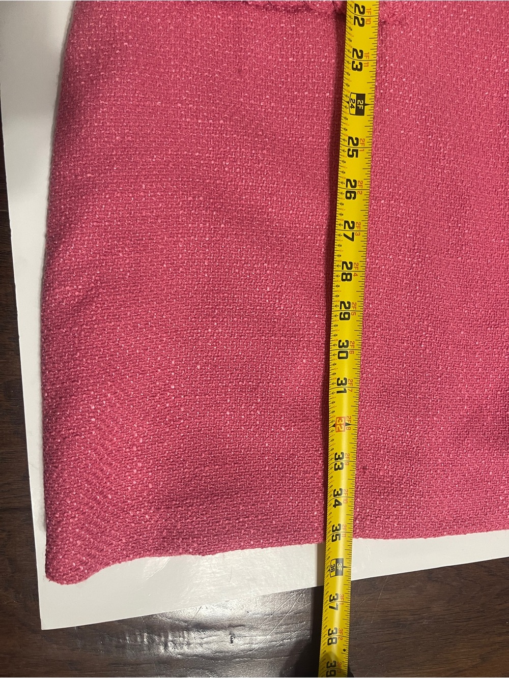 Pink Tweed Jackie Dress Large Braided Trim Mini Shift Gold Button - Picture 9 of 9